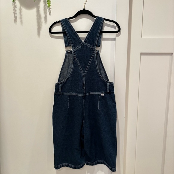 Route 66 Vintage 90's Denim Overall Long Jorts 100% Cotton Dark Wash Size M - Picture 6 of 13